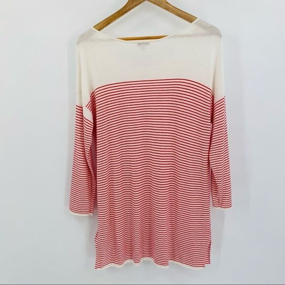 Gap slouchy red and cream stripe pocket sweater size large - Picture 2 of 6